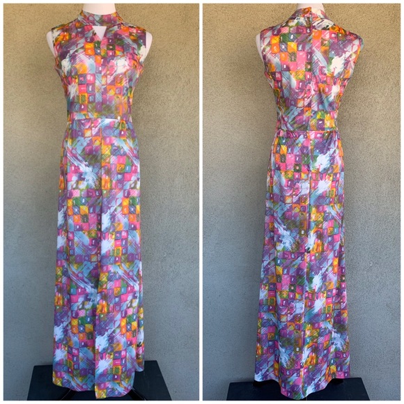 Sears Vintage Madmen Hostess Leisure Maxi Dress - Picture 2 of 12